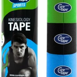 Goedkoop ⭐ Voordeelset CureTape Sports - 3 Rollen: Lime-zwart-blauw (kinesiotape, Kinesiologie Tape, Fysiotape, Sporttape) ????