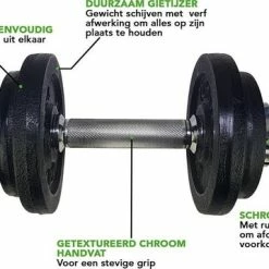 Beste deal ???? Tunturi Gewichten Gietijzer Totaal 20kg - Halterset Met Schroefsluiting - Dumbbell Set - 2 Halterstangen - 30mm - Incl. Gratis Fitness App ???? -XXL Nutrition-winkel 550x358 5