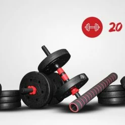 Nieuw ❤️ Venom Sports Verstelbare Dumbbell Set Tot 20kg - Professionele 2-in-1 Halterset Gewichten - Gebruiksvriendelijke Fitness Stang - Rood ???? -XXL Nutrition-winkel 550x366 116