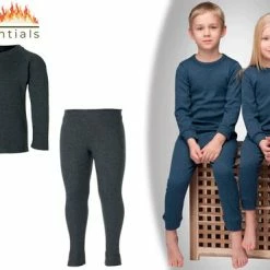 Gloednieuw ???? Therma -Tec Heat Essentials - Set Thermokleding Kinderen - ThermoShirt En ThermoBroek - 152-164 - Antraciet Grijs - Thermo Ondergoed Kinderen - Skikleding Kinderen ????
