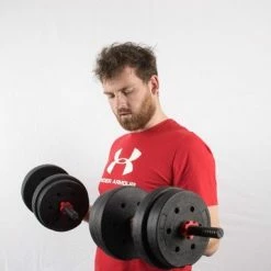 Hete verkoop ???? Buinstra Sports Dumbbellset 25 Kg Met Halterstang - Dumbbells Verstelbaar - Halterset - Fitness Gewichten Set - Rood/zwart ???? -XXL Nutrition-winkel 550x383 3