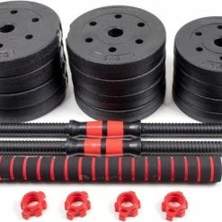 Hete verkoop ???? Buinstra Sports Dumbbellset 25 Kg Met Halterstang - Dumbbells Verstelbaar - Halterset - Fitness Gewichten Set - Rood/zwart ???? -XXL Nutrition-winkel 550x384 3