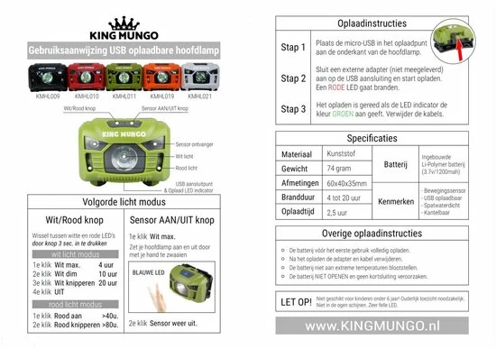 Beste Pirce ???? King Mungo KMHL011 LED Hoofdlamp - Oplaadbaar - Waterdicht ???? 14 Beste Pirce ???? King Mungo KMHL011 LED Hoofdlamp - Oplaadbaar - Waterdicht ???? - Afbeelding 12