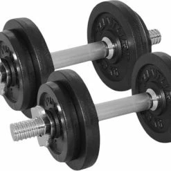 Beste deal ???? Tunturi Gewichten Gietijzer Totaal 20kg - Halterset Met Schroefsluiting - Dumbbell Set - 2 Halterstangen - 30mm - Incl. Gratis Fitness App ????