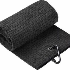 Coupon ???? Jobber Sports Microfiber Golf Handdoek - Snel Drogend - Grote Haak - Zwart ❤️