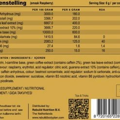 Aanbiedingen ⌛ Rebuild Nutrition FatBurner - Verhoogt Vetverlies - Onderdrukt Hongergevoel - Geeft Energie - Poeder 300 Gr - Framboos Smaak ???? -XXL Nutrition-winkel 550x449 1