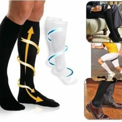 Hete verkoop ???? Merkloos Duopack Compressiekousen / Steunkousen - Elastische Hardloop / Sport / Vliegtuig Compressie Sokken - Running Travel Sock - Reissokken / Reis Kousen - Heren/Dames - Wit ???? -XXL Nutrition-winkel 550x467 4