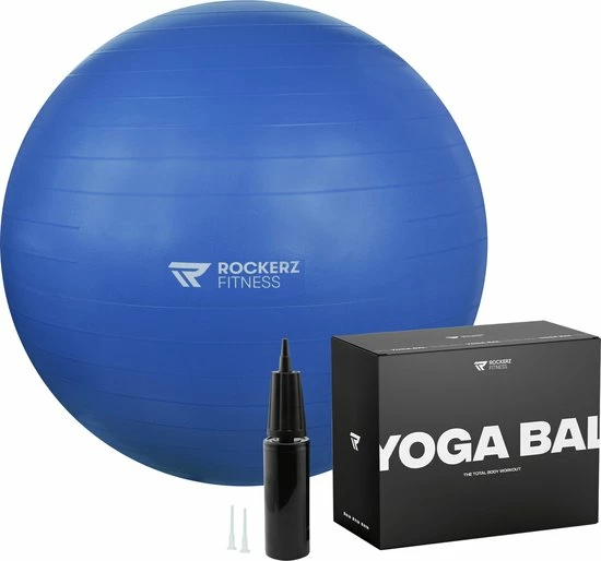 Gloednieuw ❤️ Rockerz Fitness® - Yoga Bal Inclusief Pomp - Pilates Bal - Fitness Bal - Zwangerschapsbal - Goede Houding Bij Het Thuiswerken - 75 Cm - Kleur: Blauw ❤️ 3 Gloednieuw ❤️ Rockerz Fitness® - Yoga Bal Inclusief Pomp - Pilates Bal - Fitness Bal - Zwangerschapsbal - Goede Houding Bij Het Thuiswerken - 75 Cm - Kleur: Blauw ❤️