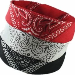 Kopen ???? Merkloos Femur - 3Pack Vintage Bandana – Boeren Zakdoek Hoofdband Classic Paisley Accessoires Sport - Zwart Wit Rood ✔️