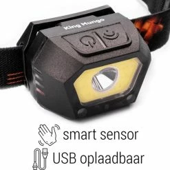Kopen ???? Hoofdlamp LED Oplaadbaar Zwart - Bewegingssensor - 300 Lumen - King Mungo KMHL033 ????
