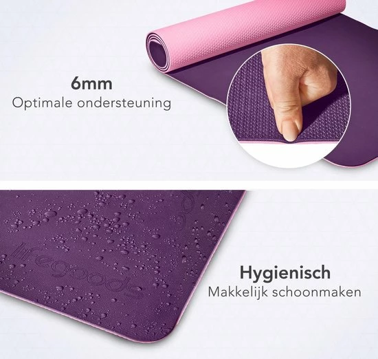 Goedkoop ???? LifeGoods Yogamat - 61x183x0,6cm - Draagriem - Extra Dik - Roze/Paars ???? 11 Goedkoop ???? LifeGoods Yogamat - 61x183x0,6cm - Draagriem - Extra Dik - Roze/Paars ???? - Afbeelding 9