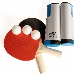 Beste Pirce ⭐ AJ-Sports Tafeltennis Set - Ping Pong Set - Pingpong - Tafeltennis Batjes - Tafeltennis Ballen - Ping Pong Tafel Set - Ping Pong Ballen - Uitschuifbaar Net - Inclusief 3 Balletjes En 2 Batjes ????