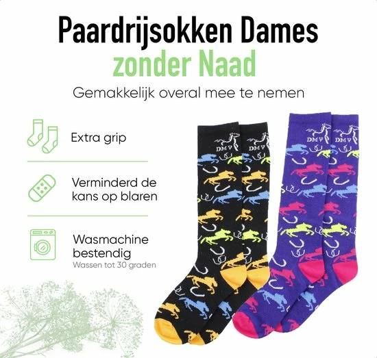 Aanbiedingen ???? Dmv Paardrijsokken Dames Zonder Naad - Maat 35-38 – Naadloze Ruitersokken Met Paardenprint - Ruitersport Kleding - Katoen - Paars ???? 6 Aanbiedingen ???? Dmv Paardrijsokken Dames Zonder Naad - Maat 35-38 – Naadloze Ruitersokken Met Paardenprint - Ruitersport Kleding - Katoen - Paars ???? - Afbeelding 4