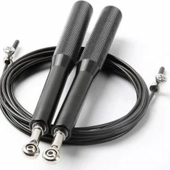 Beste Pirce ???? WODster Professioneel Crossfit & Fitness Springtouw – Jump Rope – Speedrope – Verstelbaar – Zwart ????