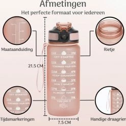 Beste Verkoop ⭐ Migliore Drinkfles – Luxe Drinkfles Met Rietje – Kinderen En Volwassenen – Waterfles 600 Ml – Water Bottle – Motivatie Waterfles Met Tijdmarkeringen - 750 Ml - Ook In 1 Liter En 2 Liter ???? -XXL Nutrition-winkel 550x536 10