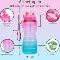 Goedkoopste ???? Migliore Waterfles - Luxe Drinkfles Met Rietje - 2 Liter - Water Bottle - Motivatie Waterfles Met Tijdmarkeringen - Grote - Gallon ???? -XXL Nutrition-winkel 550x536 12