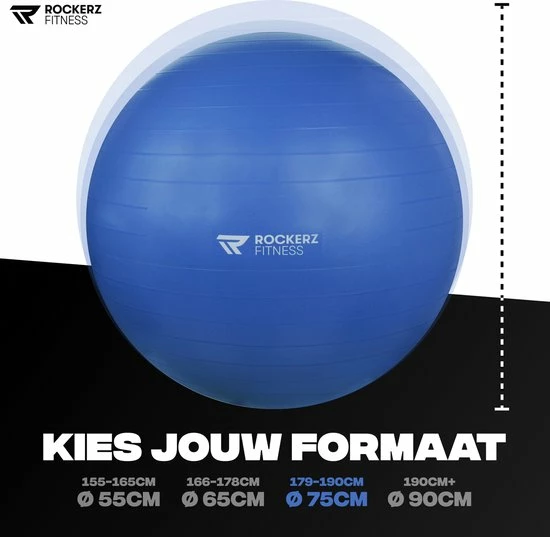 Gloednieuw ❤️ Rockerz Fitness® - Yoga Bal Inclusief Pomp - Pilates Bal - Fitness Bal - Zwangerschapsbal - Goede Houding Bij Het Thuiswerken - 75 Cm - Kleur: Blauw ❤️ 12 Gloednieuw ❤️ Rockerz Fitness® - Yoga Bal Inclusief Pomp - Pilates Bal - Fitness Bal - Zwangerschapsbal - Goede Houding Bij Het Thuiswerken - 75 Cm - Kleur: Blauw ❤️ - Afbeelding 10