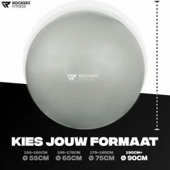 Promo ???? Rockerz Fitness® - Yoga Bal Inclusief Pomp - Pilates Bal - Fitness Bal - Zwangerschapsbal - Goede Houding Bij Het Thuiswerken - 90 Cm - Kleur: Grijs ✨ -XXL Nutrition-winkel 550x537 11