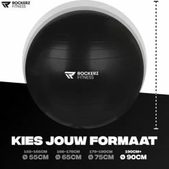 Top 10 ⌛ Rockerz Fitness® - Yoga Bal Inclusief Pomp - Pilates Bal - Fitness Bal - Zwangerschapsbal - Goede Houding Bij Het Thuiswerken - 90 Cm - Kleur: Zwart ???? -XXL Nutrition-winkel 550x537