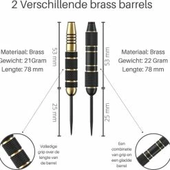 Uitgang ???? NAPI Darts - 6 Dartpijlen - 45 Delig - 2 Sets Dartspijlen 23 En 24 Gram - Premium Brass Pijlen - Hoge Kwaliteit Steeltip - Inclusief Flights & Giftbox ✨ -XXL Nutrition-winkel 550x539 9