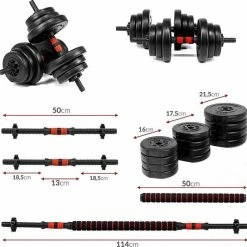 Hete verkoop ???? SOUTHWALL Verstelbare Dumbbell Set Tot 20kg - Professionele 2-in-1 Halterset Gewichten - Gebruiksvriendelijke Fitness Stang - Rood ⌛ -XXL Nutrition-winkel 550x543 8