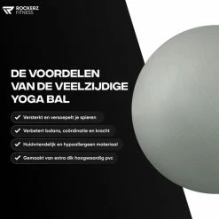 Promo ???? Rockerz Fitness® - Yoga Bal Inclusief Pomp - Pilates Bal - Fitness Bal - Zwangerschapsbal - Goede Houding Bij Het Thuiswerken - 90 Cm - Kleur: Grijs ✨ -XXL Nutrition-winkel 550x546 21