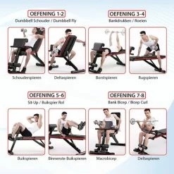Begroting ✔️ Luxari - 14 In 1 Multifunctionele Trainingsbank - Biceps - Onderrug - Borstspieren - Buikspieren - Halterbank - Hometrainer - Fitness Bench - Fitness Bank - Sport Bank - Zwart/Rood ✨ -XXL Nutrition-winkel 550x549 41