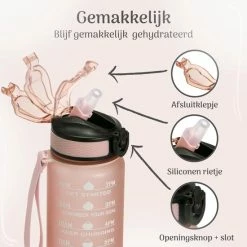 Beste Verkoop ⭐ Migliore Drinkfles – Luxe Drinkfles Met Rietje – Kinderen En Volwassenen – Waterfles 600 Ml – Water Bottle – Motivatie Waterfles Met Tijdmarkeringen - 750 Ml - Ook In 1 Liter En 2 Liter ???? -XXL Nutrition-winkel 550x550 1026