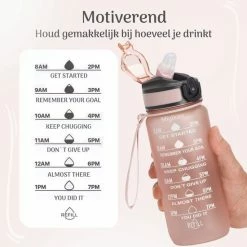 Beste Verkoop ⭐ Migliore Drinkfles – Luxe Drinkfles Met Rietje – Kinderen En Volwassenen – Waterfles 600 Ml – Water Bottle – Motivatie Waterfles Met Tijdmarkeringen - 750 Ml - Ook In 1 Liter En 2 Liter ???? -XXL Nutrition-winkel 550x550 1027