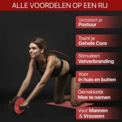 Goedkoop ???? VE Goods Ab Wheel Incl. Kniematje - Dubbel Buikspierwiel - Ab Roller Wheel - Ab Trainer - Trainingswiel - Rood ???? -XXL Nutrition-winkel 550x550 1107