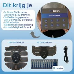 Top 10 ???? Vibeat EMS Buikspieren Trainer Elektrisch - AB Trainer - Afslankband - Spierstimulator - Sixpack Buiktrainer - Buikspiertrainer - USB Oplaadbaar - Incl. 24 Gel Pads - Incl. E-book ✔️ -XXL Nutrition-winkel 550x550 1127