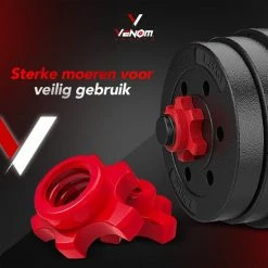 Nieuw ❤️ Venom Sports Verstelbare Dumbbell Set Tot 20kg - Professionele 2-in-1 Halterset Gewichten - Gebruiksvriendelijke Fitness Stang - Rood ???? -XXL Nutrition-winkel 550x550 1146