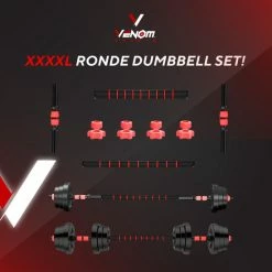 Nieuw ❤️ Venom Sports Verstelbare Dumbbell Set Tot 20kg - Professionele 2-in-1 Halterset Gewichten - Gebruiksvriendelijke Fitness Stang - Rood ???? -XXL Nutrition-winkel 550x550 1150