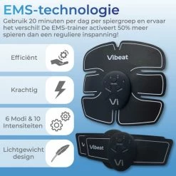 Korting ???? Vibeat EMS Buikspieren Trainer Elektrisch - AB Trainer - Afslankband - Spierstimulator - Sixpack Buiktrainer - Buikspiertrainer - USB Oplaadbaar - Incl. 24 Gel Pads - Incl. E-book ✔️ -XXL Nutrition-winkel 550x550 1158