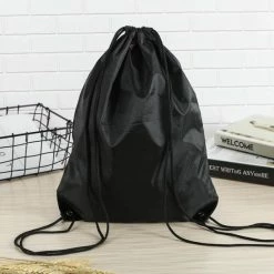 Korting ???? Merkloos Gymtas Met Rijgkoord - Nylon Rugzakjes – Nylon Rugzak – Zwart ⭐