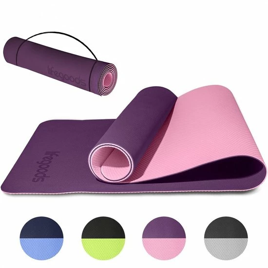 Goedkoop ???? LifeGoods Yogamat - 61x183x0,6cm - Draagriem - Extra Dik - Roze/Paars ???? 3 Goedkoop ???? LifeGoods Yogamat - 61x183x0,6cm - Draagriem - Extra Dik - Roze/Paars ????