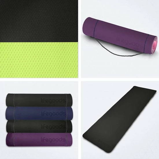 Goedkoop ???? LifeGoods Yogamat - 61x183x0,6cm - Draagriem - Extra Dik - Roze/Paars ???? 4 Goedkoop ???? LifeGoods Yogamat - 61x183x0,6cm - Draagriem - Extra Dik - Roze/Paars ???? - Afbeelding 2