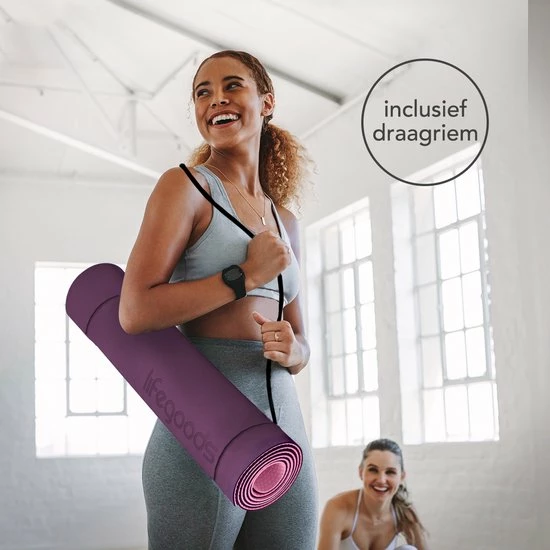 Goedkoop ???? LifeGoods Yogamat - 61x183x0,6cm - Draagriem - Extra Dik - Roze/Paars ???? 8 Goedkoop ???? LifeGoods Yogamat - 61x183x0,6cm - Draagriem - Extra Dik - Roze/Paars ???? - Afbeelding 6