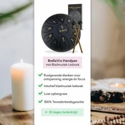 Kopen ⭐ BrellaVio Handpan Met Lesboek - 16cm - Zwart - Healing Steel Tongue Drum - Hand Klankschaal - Hang Drum - Lotus Tong Muziektherapie ???? -XXL Nutrition-winkel 550x550 20