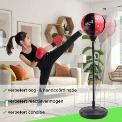 Goedkoopste ???? Zoluko Boksbal Op Voet Voor Kinderen - Inclusief Bokshandschoenen En Opblaaspompje - Bokstrainer - Verstelbaar In Hoogte - Voor Binnen En Buiten - Boksbal Op Standaard - Reflexbal - Boksbal Staand - Boksen - Zwart/Rood ✨ -XXL Nutrition-winkel 550x550 225