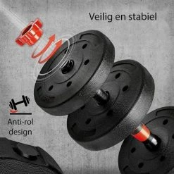 Hete verkoop ???? SOUTHWALL Verstelbare Dumbbell Set Tot 20kg - Professionele 2-in-1 Halterset Gewichten - Gebruiksvriendelijke Fitness Stang - Rood ⌛ -XXL Nutrition-winkel 550x550 320