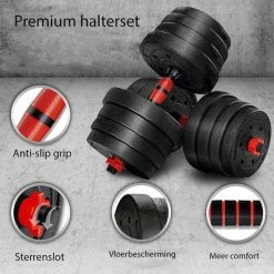 Hete verkoop ???? SOUTHWALL Verstelbare Dumbbell Set Tot 20kg - Professionele 2-in-1 Halterset Gewichten - Gebruiksvriendelijke Fitness Stang - Rood ⌛ -XXL Nutrition-winkel 550x550 321