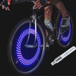 Korting ⭐ BOTC Fiets Ventiel LED Lampjes - Fietswielverlichting - Ventielbevestiging - Blauw - 1 Stuks - Incl. Batterijen ????
