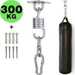 Aanbiedingen ⌛ Zoluko RVS Ophangsysteem - 300 KG Draagkracht - 360° Vrij Draaibaar - Geluiddempende Veer - Bokszak Ophangsysteem - Plafondbeugel - Plafondhaak - Ophanghaak - Schroefhaak ????