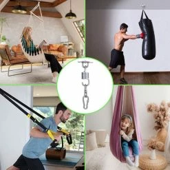 Aanbiedingen ⌛ Zoluko RVS Ophangsysteem - 300 KG Draagkracht - 360° Vrij Draaibaar - Geluiddempende Veer - Bokszak Ophangsysteem - Plafondbeugel - Plafondhaak - Ophanghaak - Schroefhaak ???? -XXL Nutrition-winkel 550x550 671