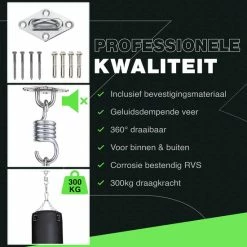 Aanbiedingen ⌛ Zoluko RVS Ophangsysteem - 300 KG Draagkracht - 360° Vrij Draaibaar - Geluiddempende Veer - Bokszak Ophangsysteem - Plafondbeugel - Plafondhaak - Ophanghaak - Schroefhaak ???? -XXL Nutrition-winkel 550x550 676