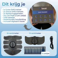 Coupon ⭐ Vibeat EMS Buikspieren Trainer Elektrisch - AB Trainer - Afslankband - Spierstimulator - Sixpack Buiktrainer - Buikspiertrainer - USB Oplaadbaar - Incl. 24 Gel Pads - Incl. E-book ???? -XXL Nutrition-winkel 550x550 700