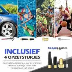 Beste Verkoop ???? Happygoodies Draagbare Draadloze Bandenpomp – USB Luchtcompressor – Fietspomp Met 4 Opzetstukken - Zwart ✨ -XXL Nutrition-winkel 550x550 867