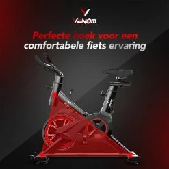 Korting ???? Venom Sports Hometrainer Fiets – Hometrainer Fitness - Professionele Indoor Bike Met Lage Instap – Hoge Stabiliteit – V-belt Aandrijving – Tot 175cm En 150kg – Zwart/Rood ???? -XXL Nutrition-winkel 550x550 949
