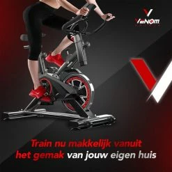Korting ???? Venom Sports Hometrainer Fiets – Hometrainer Fitness - Professionele Indoor Bike Met Lage Instap – Hoge Stabiliteit – V-belt Aandrijving – Tot 175cm En 150kg – Zwart/Rood ???? -XXL Nutrition-winkel 550x550 952
